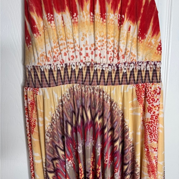 SOMA Keyhole Scarf Hem Midi Dress Women's XS Multicolor Stretch Cutout Boat Neck - Picture 8 of 8